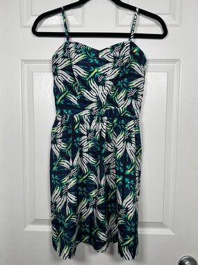 Gap Floral Fit & Flare Sundress Blue Green Strappy Size 0